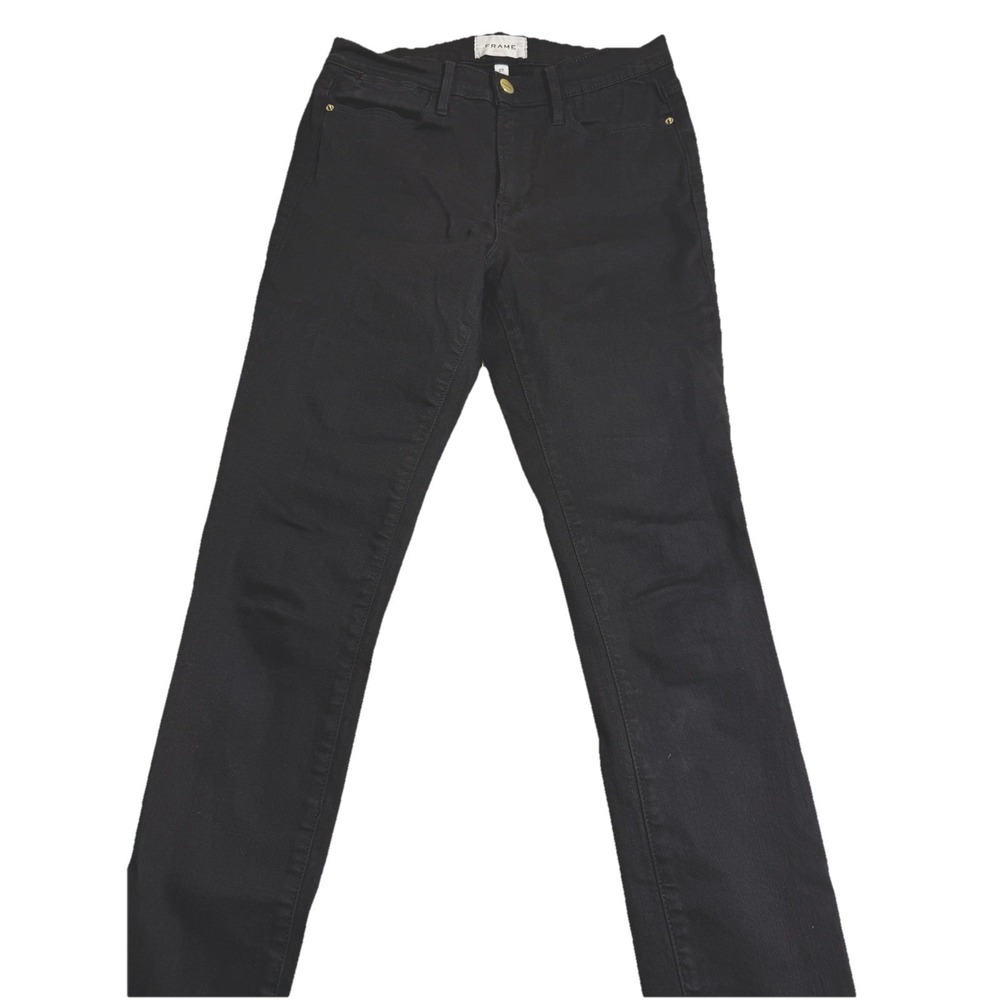 FRAME Le High Skinny Jeans Women's 27 Black‎ Coated High Rise Stretch Denim